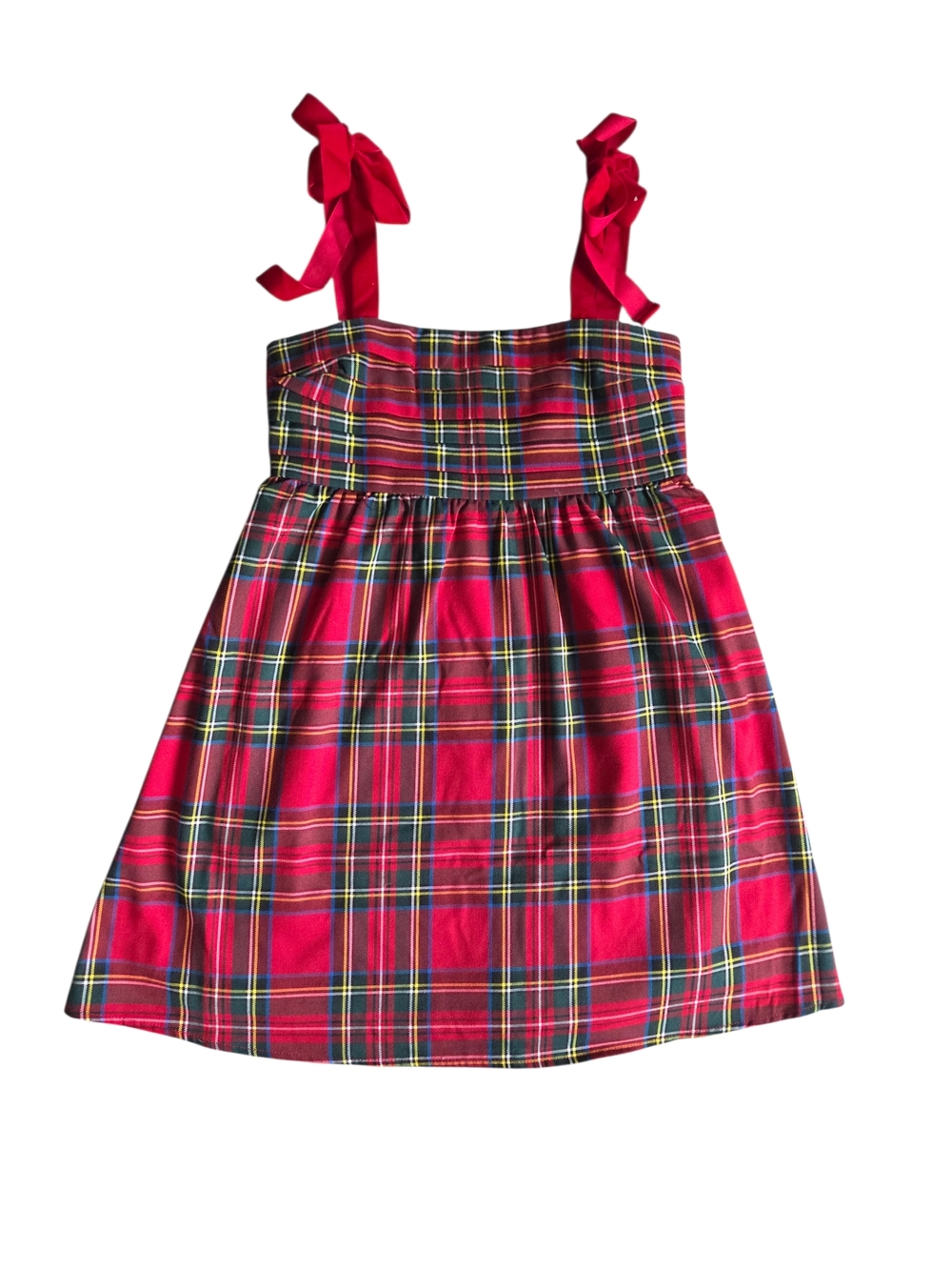 Francesca's Tartan Plaid Smocked Red Christmas Holiday Dress XS